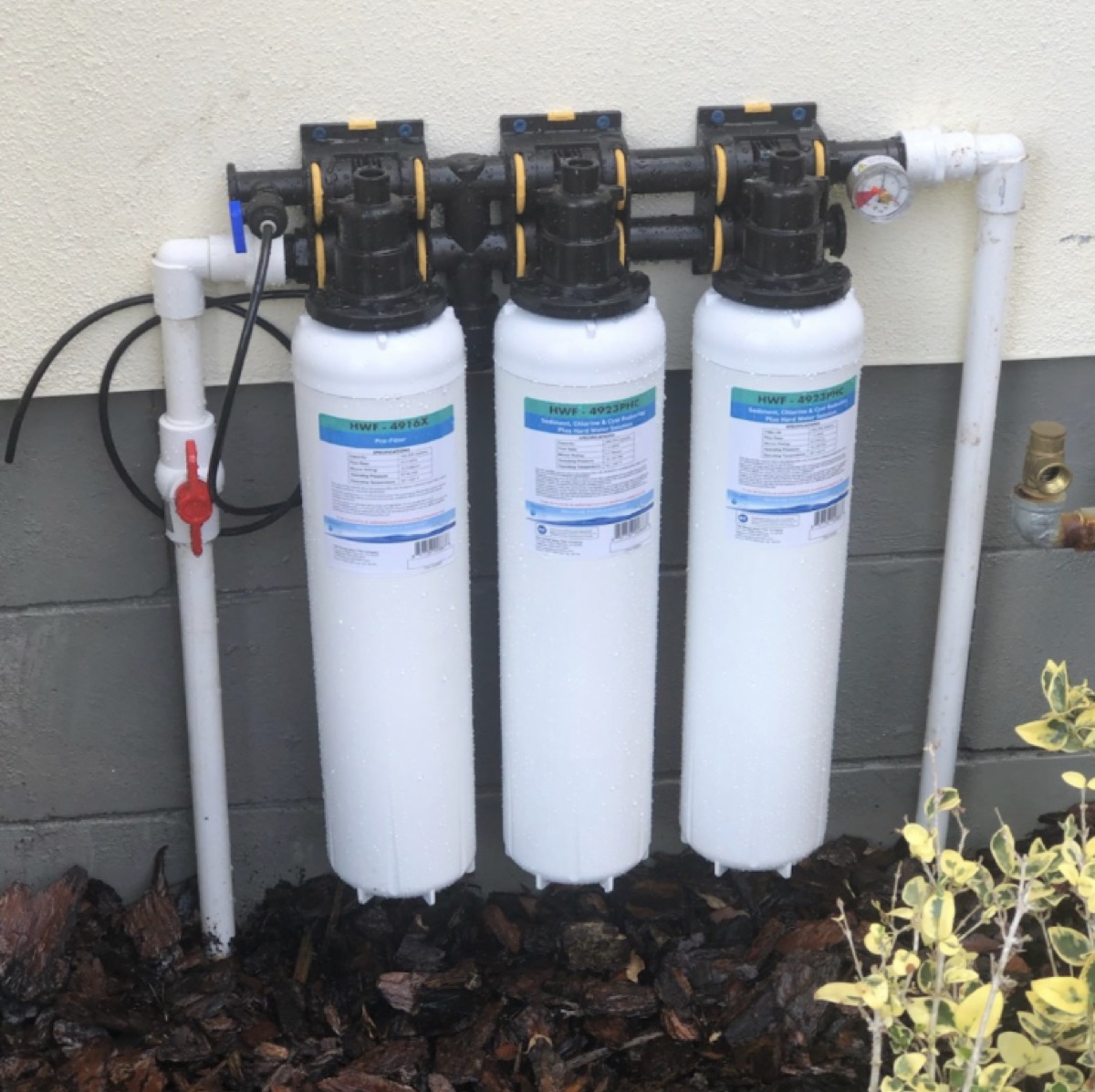 Apache Gold whole-home system installed at the exterior main water line